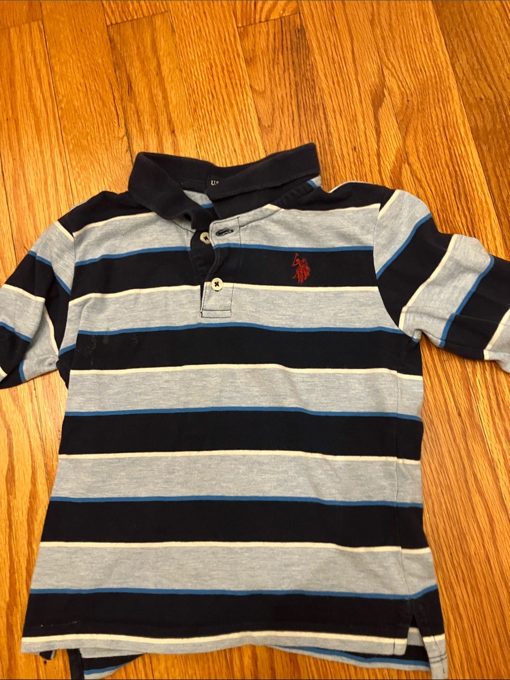 Ralph Lauren Striped Polo Shirt in Navy, Light Gray & Blue